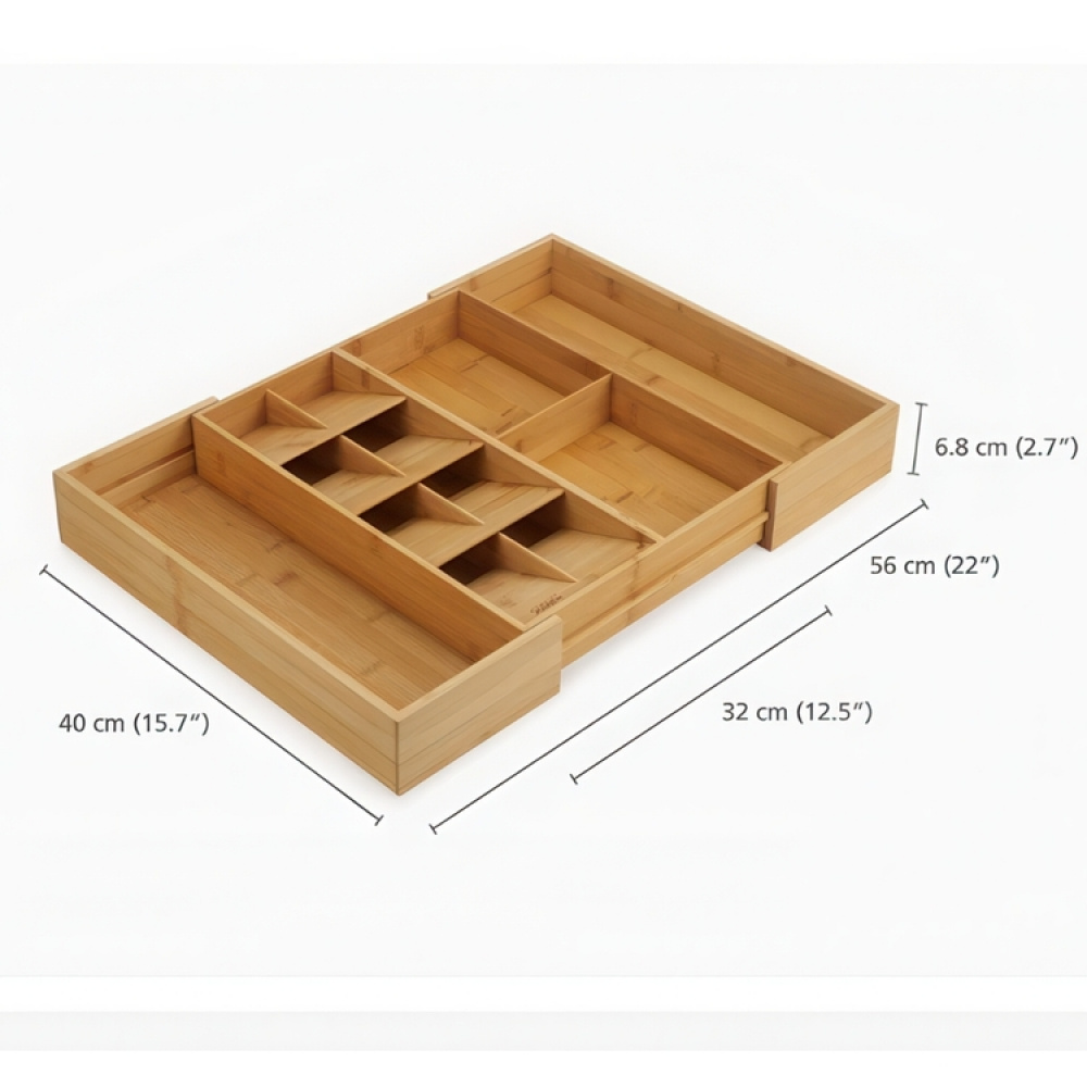Besticklåda i Bambu, Expanderbar, DRAWERSTORE, Joseph Joseph, 40 x 32~56 x H 6,8 cm, Natur i gruppen Förvaring / Köksförvaring / Organisera köksskåp / Besticklådor hos SmartaSaker.se (40106)