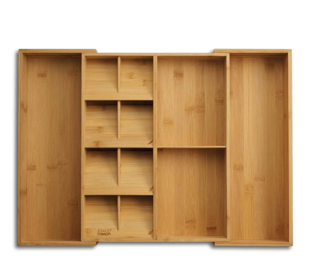 Besticklåda i Bambu, Expanderbar, DRAWERSTORE, Joseph Joseph, 40 x 32~56 x H 6,8 cm, Natur i gruppen Förvaring / Köksförvaring / Organisera köksskåp / Besticklådor hos SmartaSaker.se (40106)