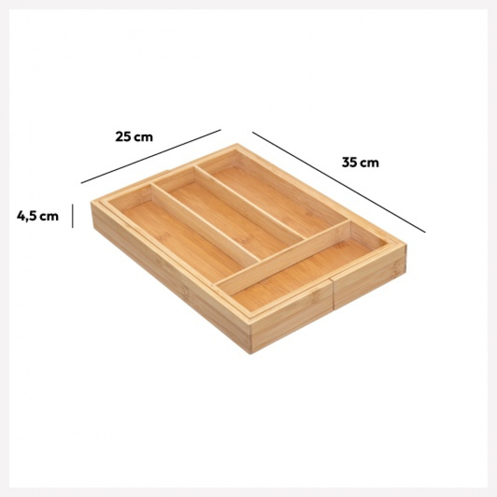 Besticklåda i Bambu, Expanderbar, RANGE-COUVERTS, 35 x 25~39,2 x H 4,5 cm, Natur i gruppen Förvaring / Köksförvaring / Organisera köksskåp / Besticklådor hos SmartaSaker.se (40107)