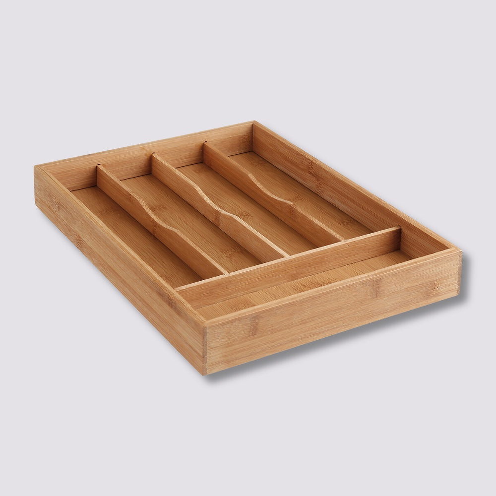 Besticklåda i Bambu, Låg, SMALL CUTLERY HOLDER, 34 x 25 x H 4,3 cm, Natur i gruppen Förvaring / Köksförvaring / Organisera köksskåp / Besticklådor hos SmartaSaker.se (40108)
