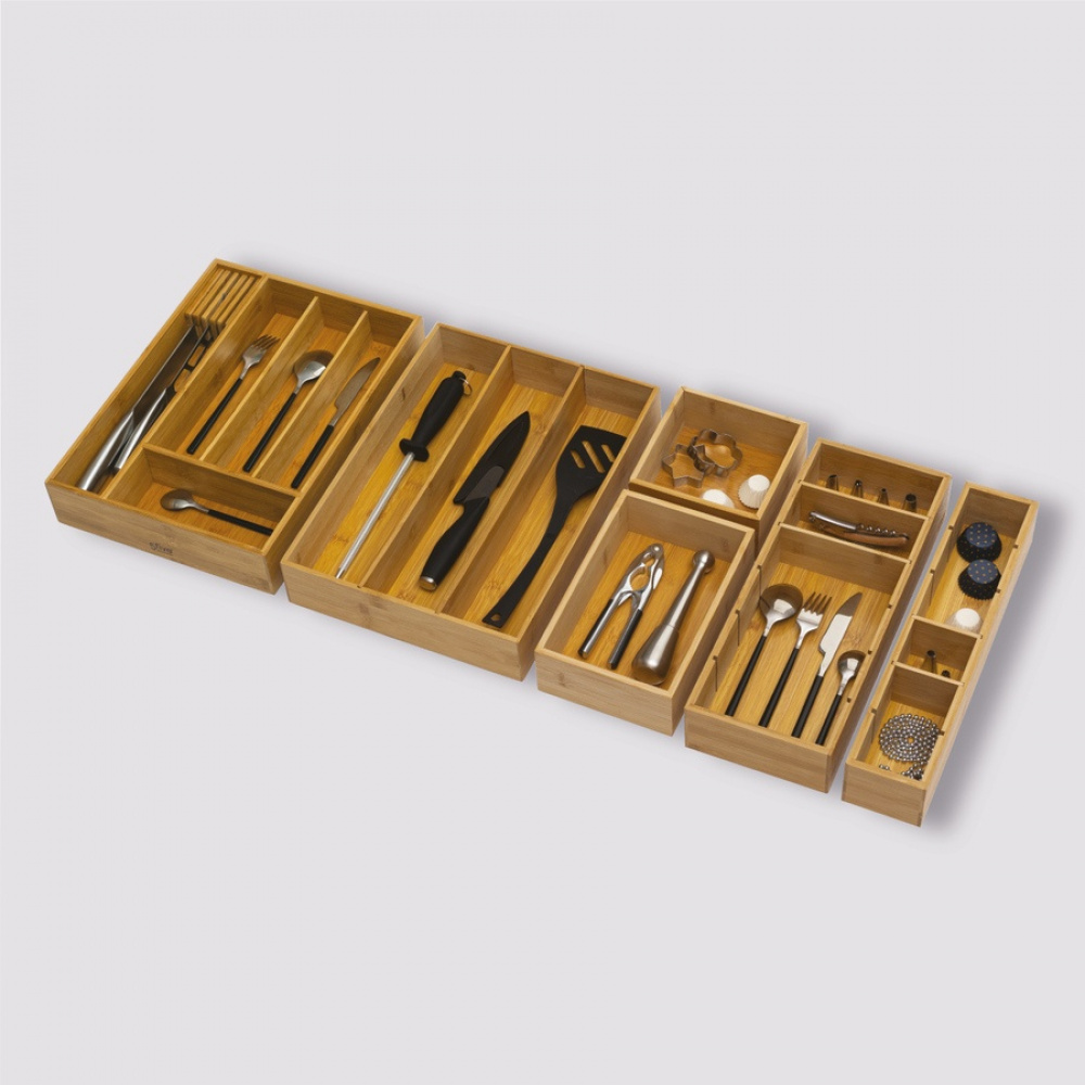 Besticklåda med Knivfack, Bambu, TIDY SMART CUTLERY HOLDER, 38 x 28 x H 7 cm, Natur i gruppen Förvaring / Köksförvaring / Organisera köksskåp / Besticklådor hos SmartaSaker.se (40110)