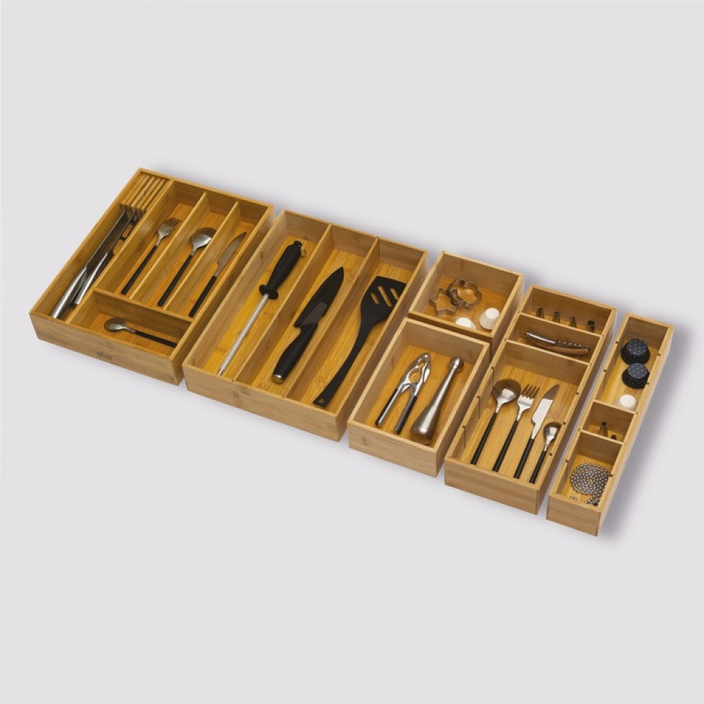Besticklåda med Knivfack, Bambu, TIDY SMART CUTLERY HOLDER, 38 x 28 x H 7 cm, Natur i gruppen Förvaring / Köksförvaring / Organisera köksskåp / Besticklådor hos SmartaSaker.se (40110)