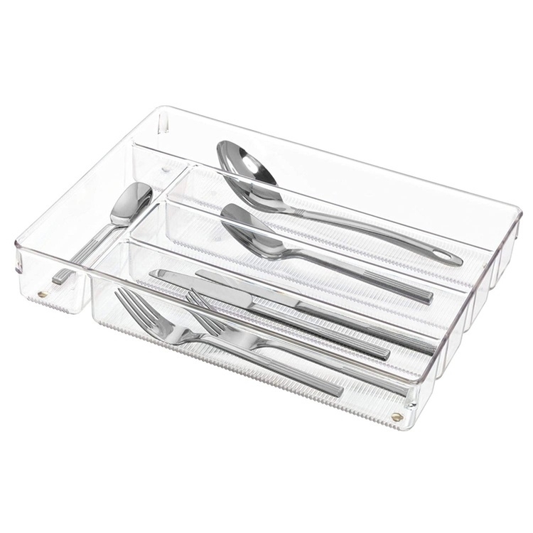 Besticklåda, 5 fack, LINUS SHALLOW CUTLEY TRAY, 35 x 27,3 x H 5,1 cm, Transparent i gruppen Förvaring / Köksförvaring / Organisera köksskåp / Besticklådor hos SmartaSaker.se (40113)
