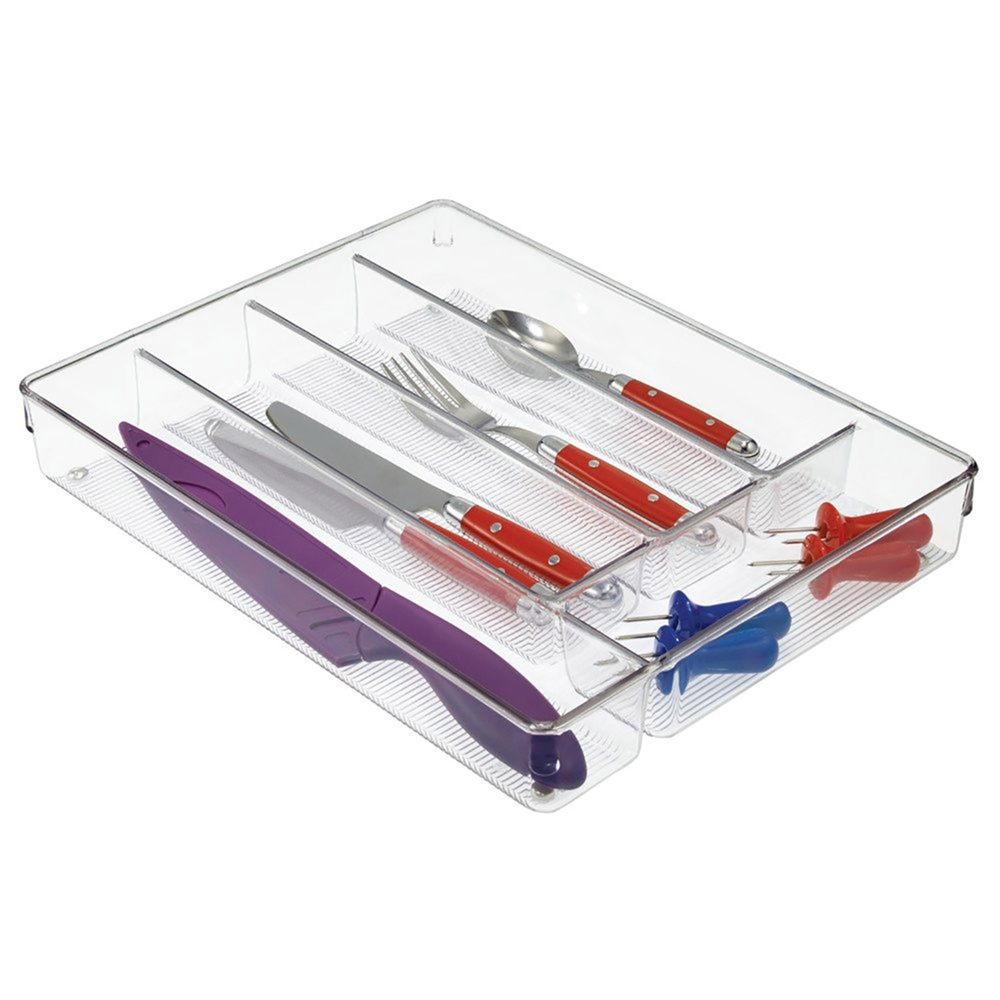 Besticklåda, 5 fack, LINUS SHALLOW CUTLEY TRAY, 35 x 27,3 x H 5,1 cm, Transparent i gruppen Förvaring / Köksförvaring / Organisera köksskåp / Besticklådor hos SmartaSaker.se (40113)