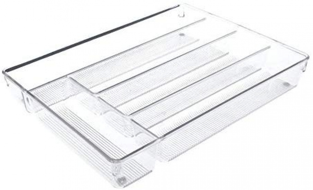 Besticklåda, 5 fack, LINUS SHALLOW CUTLEY TRAY, 35 x 27,3 x H 5,1 cm, Transparent i gruppen Förvaring / Köksförvaring / Organisera köksskåp / Besticklådor hos SmartaSaker.se (40113)