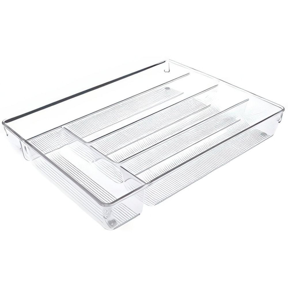 Besticklåda, 5 fack, LINUS SHALLOW CUTLEY TRAY, 35 x 27,3 x H 5,1 cm, Transparent i gruppen Förvaring / Köksförvaring / Organisera köksskåp / Besticklådor hos SmartaSaker.se (40113)