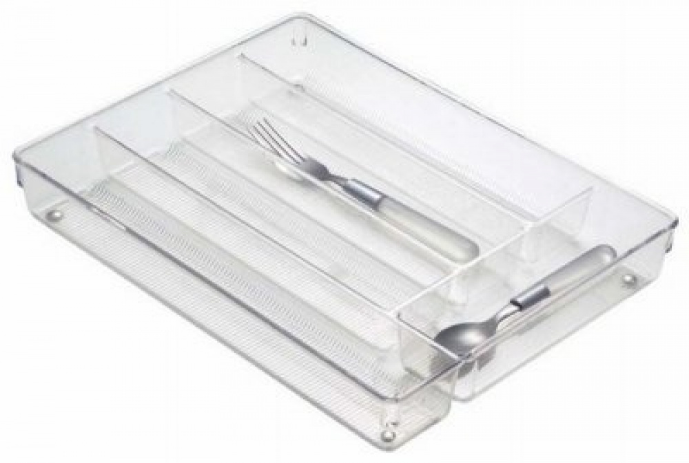 Besticklåda, 5 fack, LINUS SHALLOW CUTLEY TRAY, 35 x 27,3 x H 5,1 cm, Transparent i gruppen Förvaring / Köksförvaring / Organisera köksskåp / Besticklådor hos SmartaSaker.se (40113)