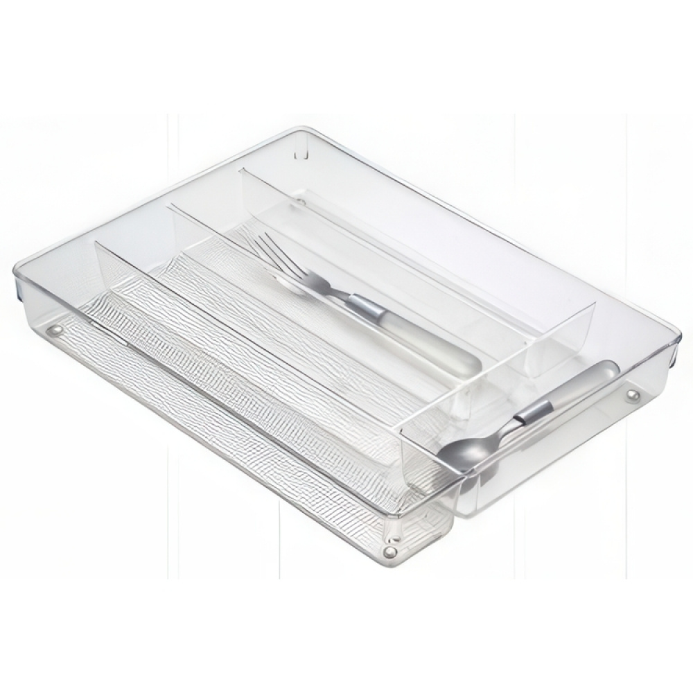 Besticklåda, 5 fack, LINUS SHALLOW CUTLEY TRAY, 35 x 27,3 x H 5,1 cm, Transparent i gruppen Förvaring / Köksförvaring / Organisera köksskåp / Besticklådor hos SmartaSaker.se (40113)