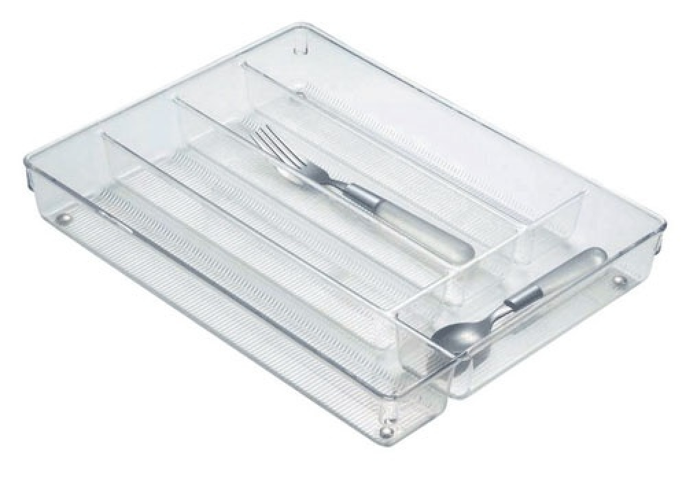 Besticklåda, 5 fack, LINUS SHALLOW CUTLEY TRAY, 35 x 27,3 x H 5,1 cm, Transparent i gruppen Förvaring / Köksförvaring / Organisera köksskåp / Besticklådor hos SmartaSaker.se (40113)