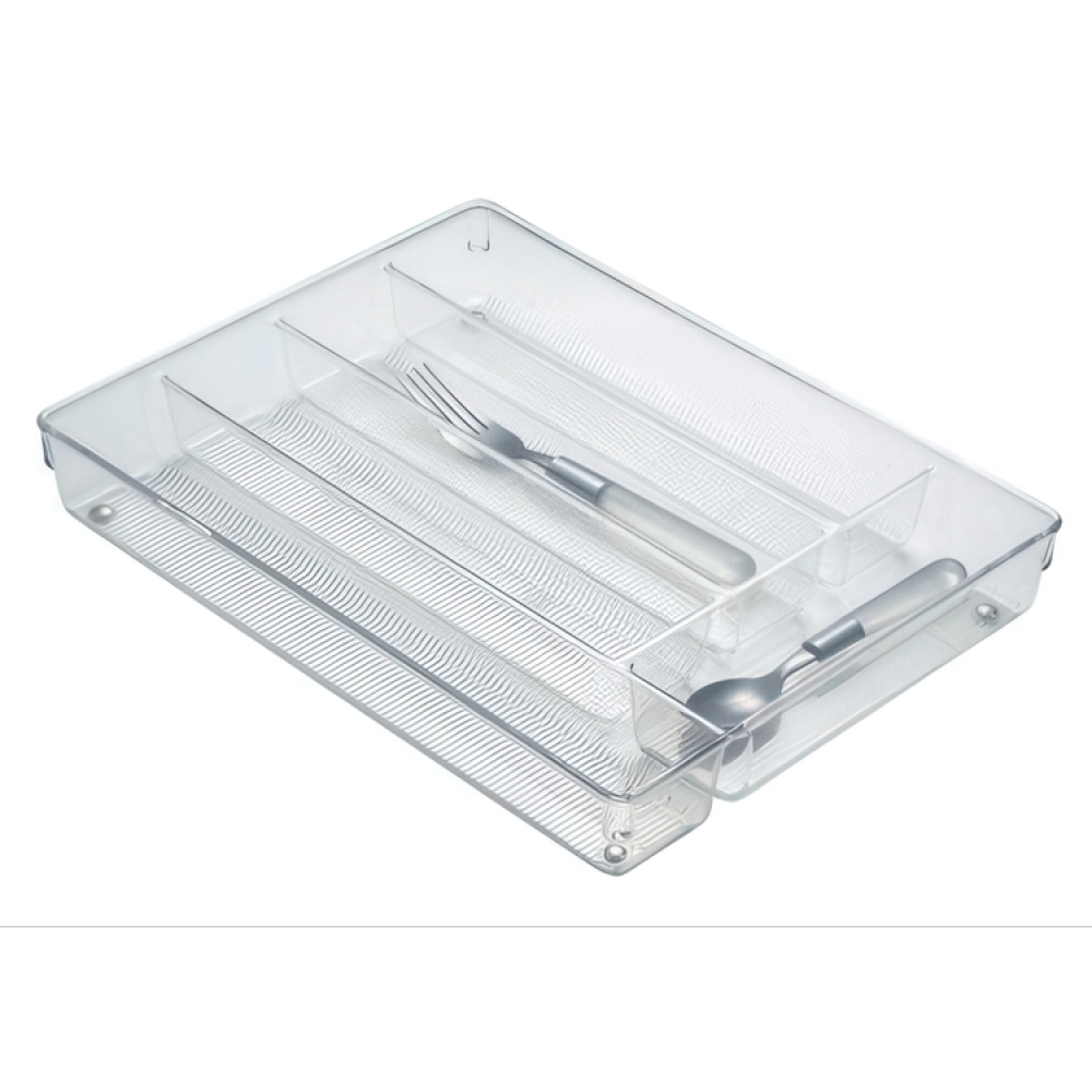 Besticklåda, 5 fack, LINUS SHALLOW CUTLEY TRAY, 35 x 27,3 x H 5,1 cm, Transparent i gruppen Förvaring / Köksförvaring / Organisera köksskåp / Besticklådor hos SmartaSaker.se (40113)
