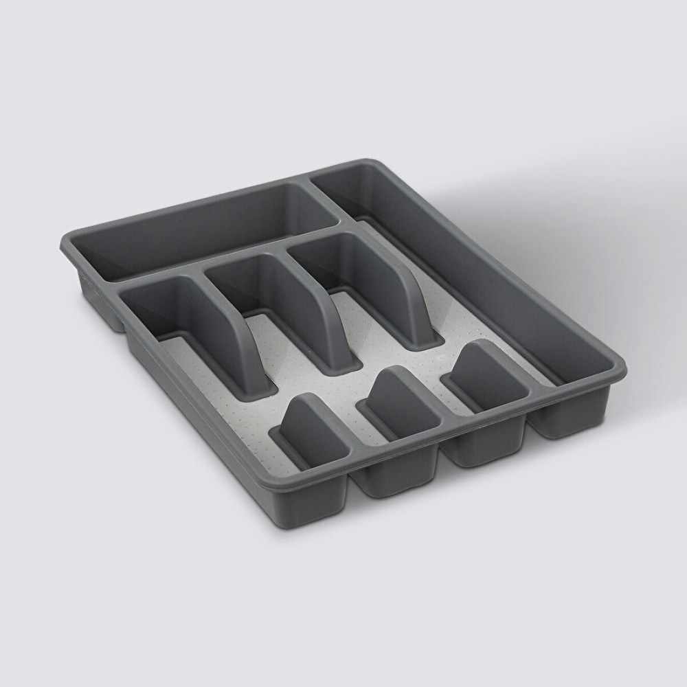 Besticklåda, 5 fack, NON SLIP RANGE-COUVERTS, 36,5 x 26.5 x H 5 cm, Grå i gruppen Förvaring / Köksförvaring / Organisera köksskåp / Besticklådor hos SmartaSaker.se (40114)