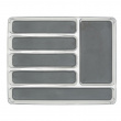 Besticklåda, 6 fack, ANTI-SLIP ORGANIZER, 40 x 32 x H 4,5 cm, Klar / Ljusgrå Besticklåda, 6 fack, ANTI-SLIP ORGANIZER, 40 x 32 x H 4,5 cm, Klar / Ljusgrå