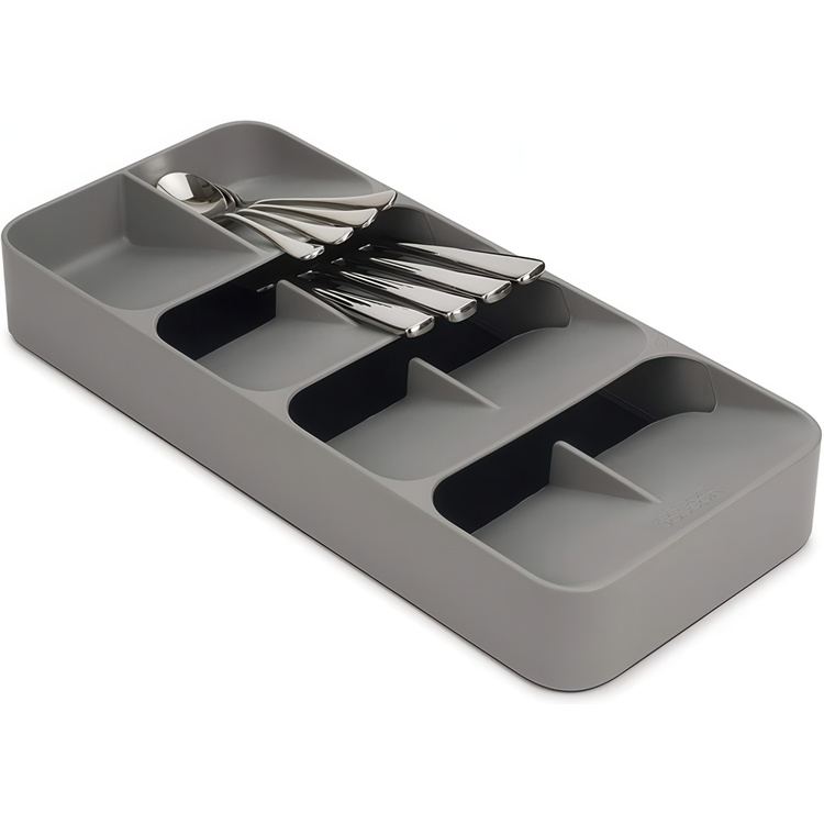 Besticklåda, 8 fack, DRAWERSTORE COMPACT TWIN, Joseph Joseph, 39 x 17,5 x H5,5cm, Grå i gruppen Förvaring / Köksförvaring / Organisera köksskåp / Besticklådor hos SmartaSaker.se (40120)