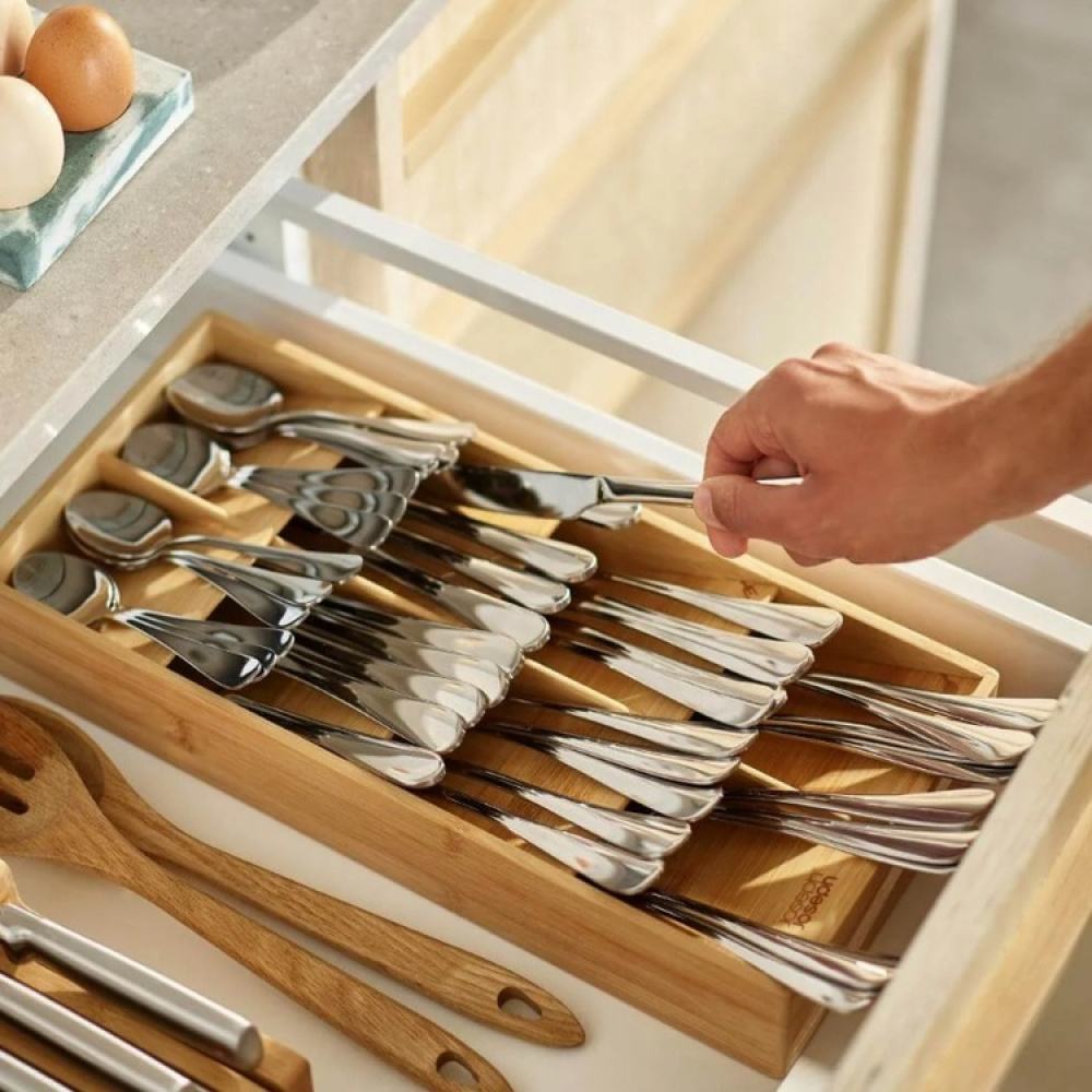 Besticklåda, 8 fack, LARGE DRAWERSTORE BAMBOO, Joseph Joseph, 38,4 x 17,5 x H 6 cm, Natur i gruppen Förvaring / Köksförvaring / Organisera köksskåp / Besticklådor hos SmartaSaker.se (40122)