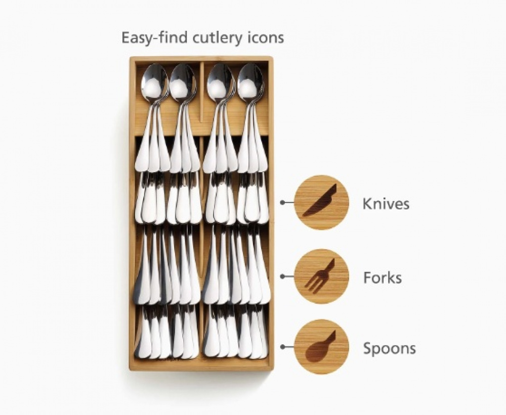 Besticklåda, 8 fack, LARGE DRAWERSTORE BAMBOO, Joseph Joseph, 38,4 x 17,5 x H 6 cm, Natur i gruppen Förvaring / Köksförvaring / Organisera köksskåp / Besticklådor hos SmartaSaker.se (40122)