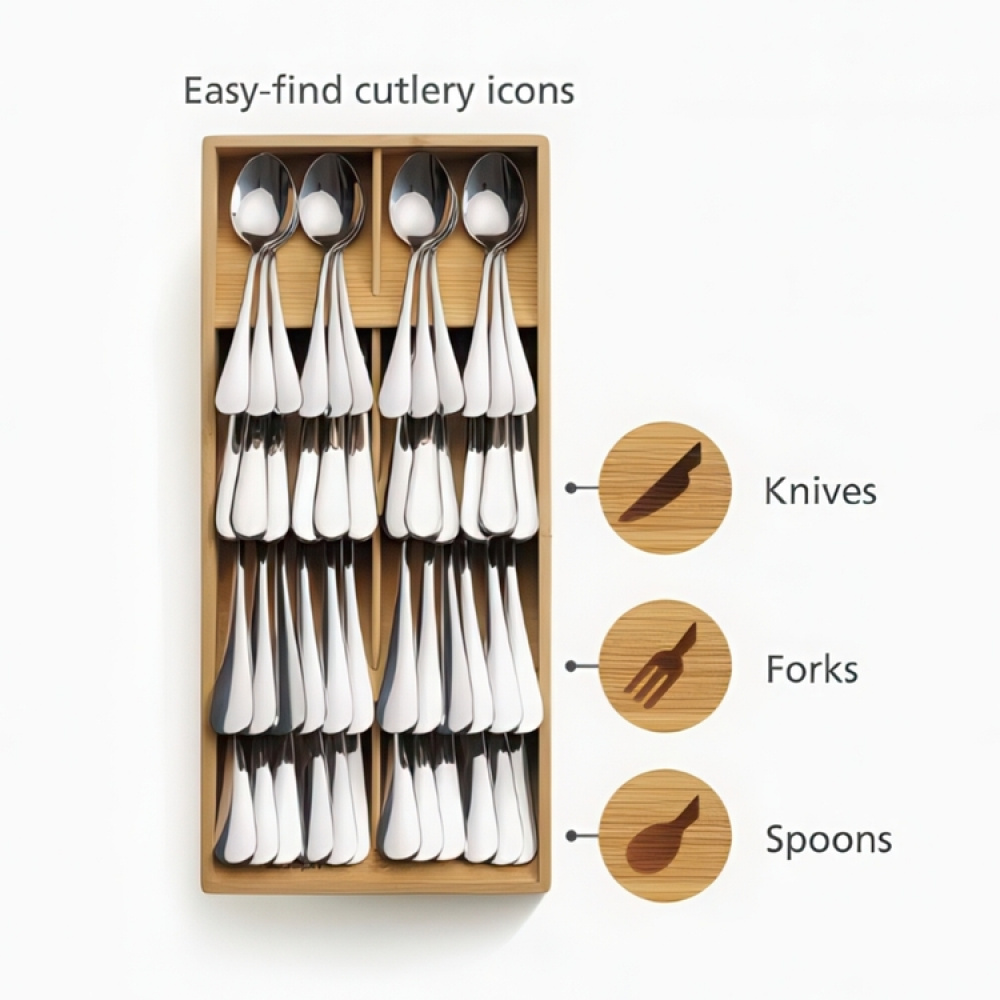 Besticklåda, 8 fack, LARGE DRAWERSTORE BAMBOO, Joseph Joseph, 38,4 x 17,5 x H 6 cm, Natur i gruppen Förvaring / Köksförvaring / Organisera köksskåp / Besticklådor hos SmartaSaker.se (40122)