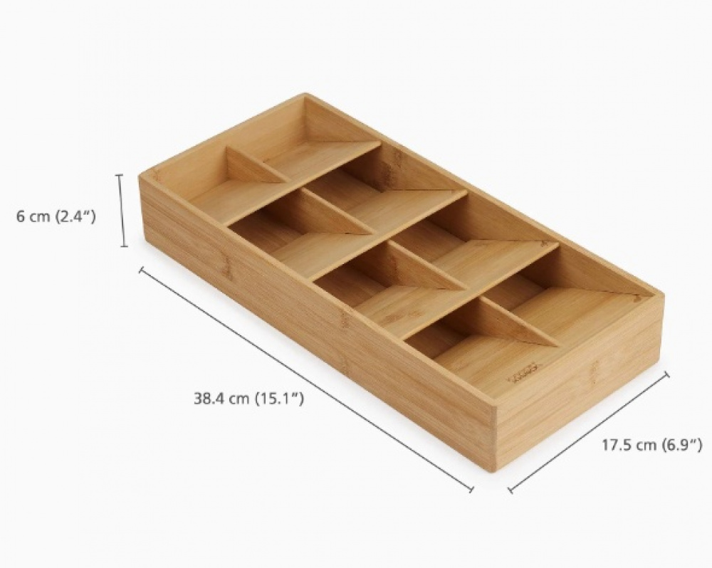 Besticklåda, 8 fack, LARGE DRAWERSTORE BAMBOO, Joseph Joseph, 38,4 x 17,5 x H 6 cm, Natur i gruppen Förvaring / Köksförvaring / Organisera köksskåp / Besticklådor hos SmartaSaker.se (40122)