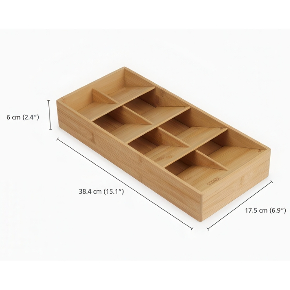 Besticklåda, 8 fack, LARGE DRAWERSTORE BAMBOO, Joseph Joseph, 38,4 x 17,5 x H 6 cm, Natur i gruppen Förvaring / Köksförvaring / Organisera köksskåp / Besticklådor hos SmartaSaker.se (40122)