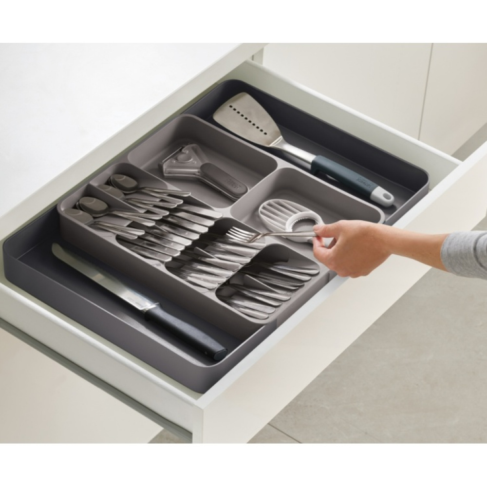 Besticklåda, Justerbar, DRAWERSTORE, Joseph Joseph, 31,5 x 39,5~60 x H 5,5 cm, Grå i gruppen Förvaring / Köksförvaring / Organisera köksskåp / Besticklådor hos SmartaSaker.se (40124)