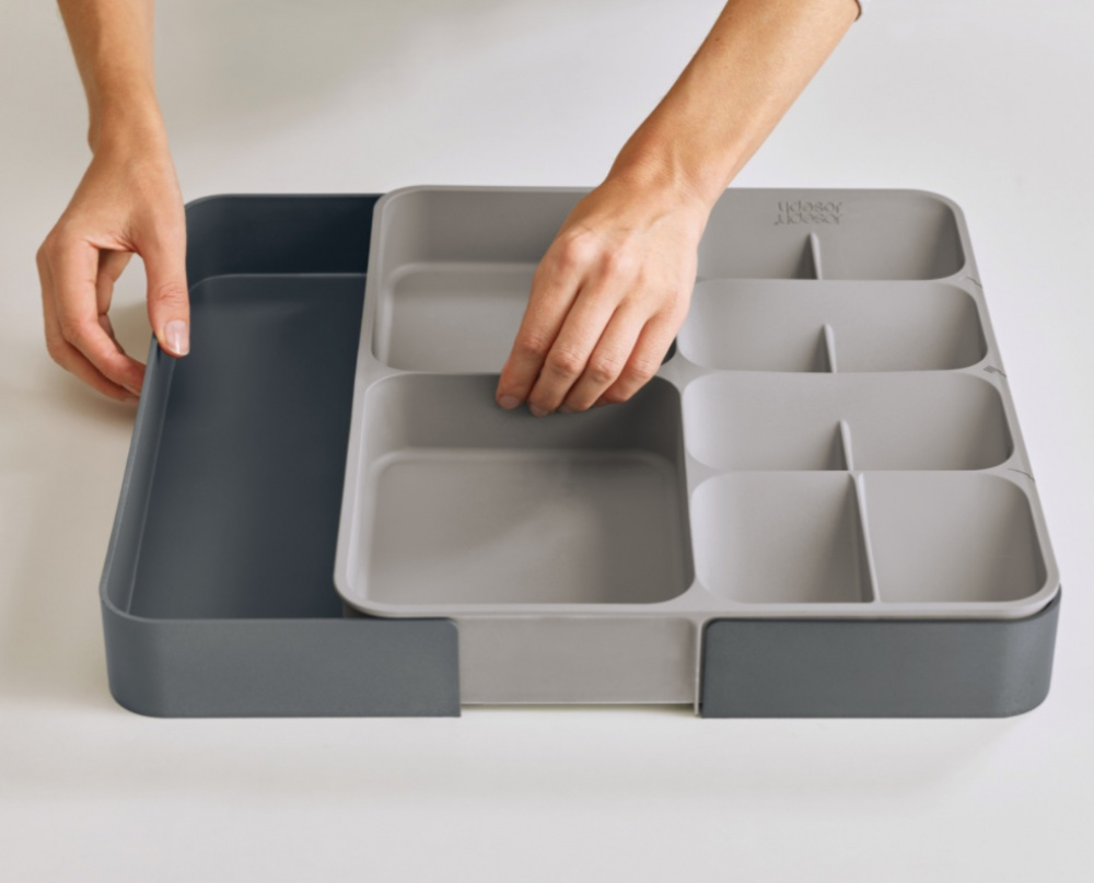 Besticklåda, Justerbar, DRAWERSTORE, Joseph Joseph, 31,5 x 39,5~60 x H 5,5 cm, Grå i gruppen Förvaring / Köksförvaring / Organisera köksskåp / Besticklådor hos SmartaSaker.se (40124)