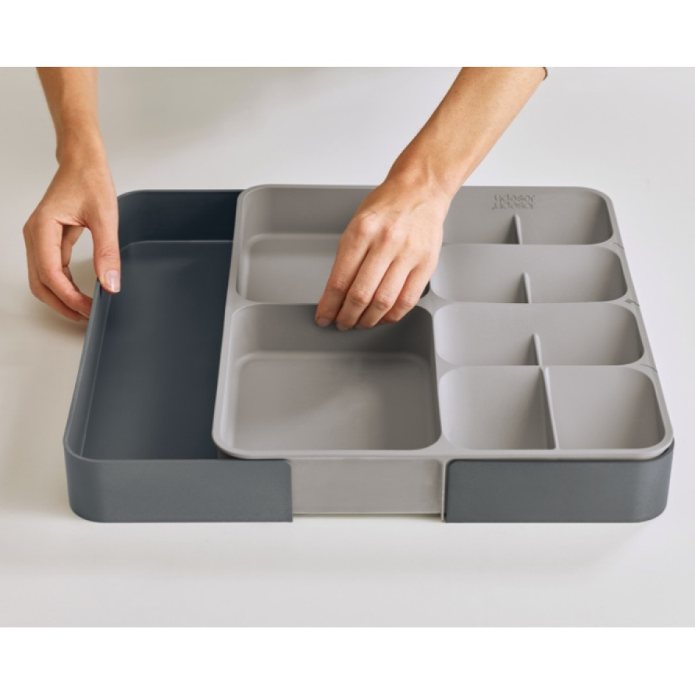 Besticklåda, Justerbar, DRAWERSTORE, Joseph Joseph, 31,5 x 39,5~60 x H 5,5 cm, Grå i gruppen Förvaring / Köksförvaring / Organisera köksskåp / Besticklådor hos SmartaSaker.se (40124)