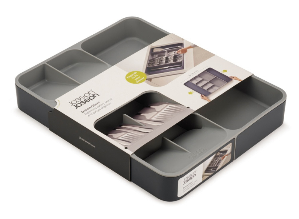 Besticklåda, Justerbar, DRAWERSTORE, Joseph Joseph, 31,5 x 39,5~60 x H 5,5 cm, Grå i gruppen Förvaring / Köksförvaring / Organisera köksskåp / Besticklådor hos SmartaSaker.se (40124)