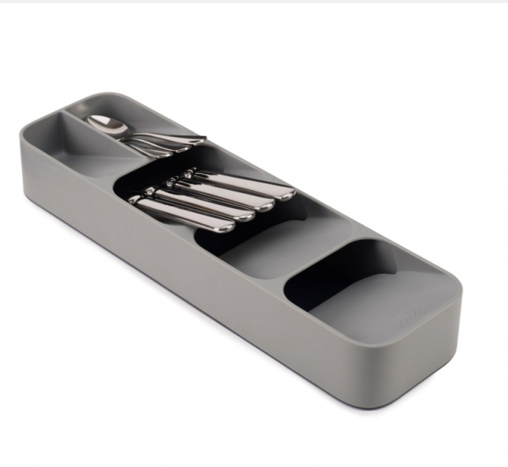 Besticklåda, Smal, 5 fack, DRAWERSTORE COMPACT, Joseph Joseph, 39,8 x 11,4 x H5,8 cm, Grå i gruppen Förvaring / Köksförvaring / Organisera köksskåp / Besticklådor hos SmartaSaker.se (40126)