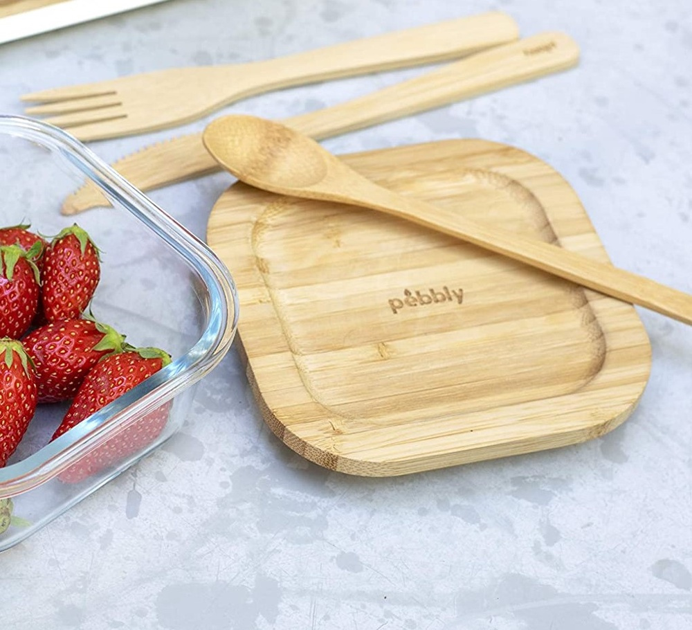 Bestickset i kraftig bambu, Återanvändbara, PEBBLY BAMBOO CUTLERY SET, Natur i gruppen Förvaring / Köksförvaring / Matlådor hos SmartaSaker.se (40127)