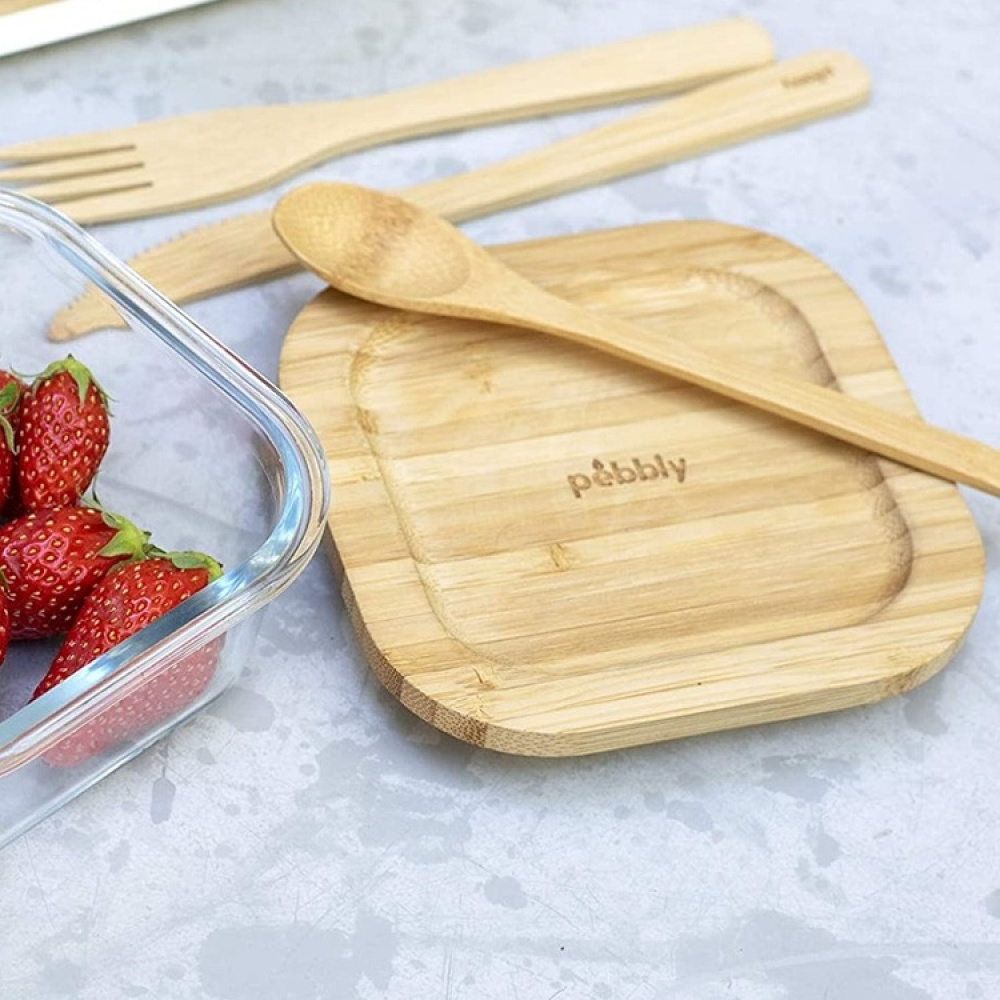 Bestickset i kraftig bambu, Återanvändbara, PEBBLY BAMBOO CUTLERY SET, Natur i gruppen Förvaring / Köksförvaring / Matlådor hos SmartaSaker.se (40127)