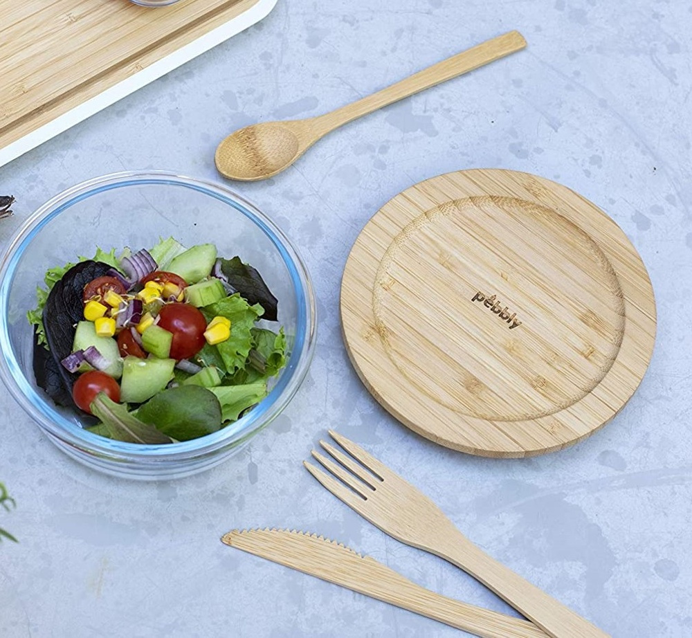 Bestickset i kraftig bambu, Återanvändbara, PEBBLY BAMBOO CUTLERY SET, Natur i gruppen Förvaring / Köksförvaring / Matlådor hos SmartaSaker.se (40127)