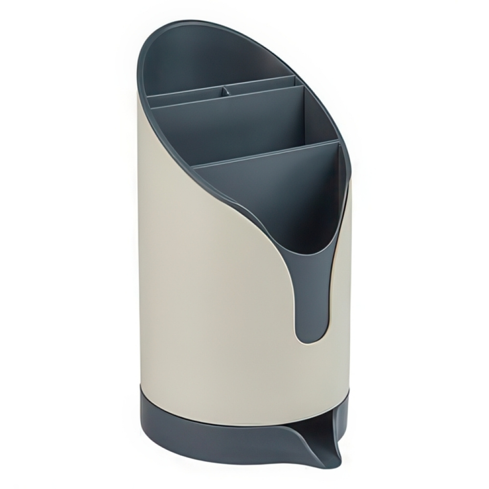 Bestickställ med fack, DRAINER NEO, 12,8 x 11 x H 20,2 cm, Beige / Grå i gruppen Förvaring / Köksförvaring / Diskställ och diskbänk hos SmartaSaker.se (40130)