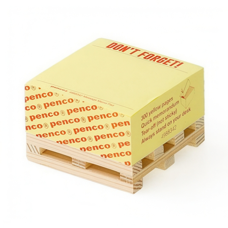Blockkub på liten träpall, PENCO DON\'T FORGET, 7,4 x 7,4 cm, Gul i gruppen Förvaring / Kontorsmaterial hos SmartaSaker.se (40134)