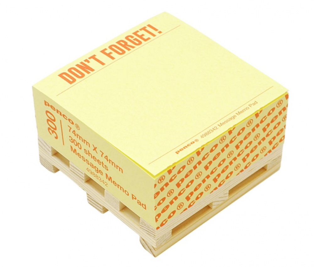 Blockkub på liten träpall, PENCO DON\'T FORGET, 7,4 x 7,4 cm, Gul i gruppen Förvaring / Kontorsmaterial hos SmartaSaker.se (40134)