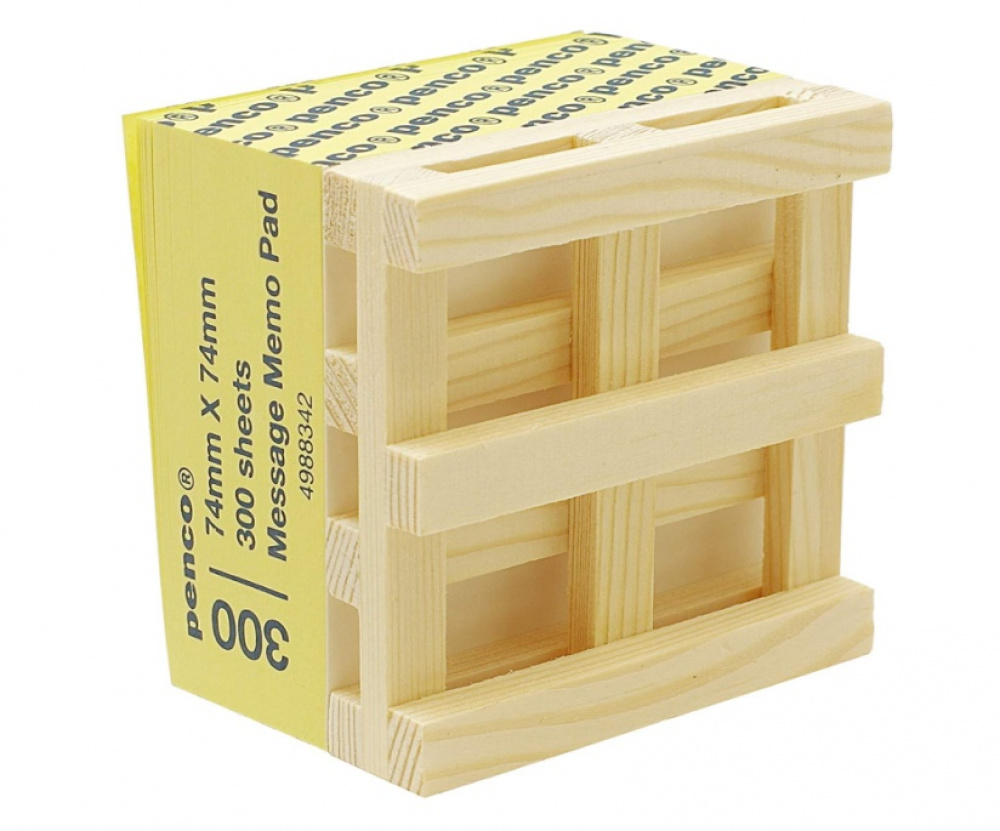 Blockkub på liten träpall, PENCO DON\'T FORGET, 7,4 x 7,4 cm, Gul i gruppen Förvaring / Kontorsmaterial hos SmartaSaker.se (40134)