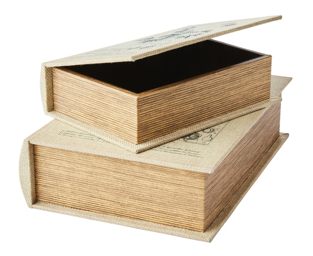 Boklåda, Dold Förvaring, BOTANIQUE, SMALL, 20 x 14 x H5 cm, Beige i gruppen Förvaring / Förvaringslådor / Småförvaring hos SmartaSaker.se (40151)