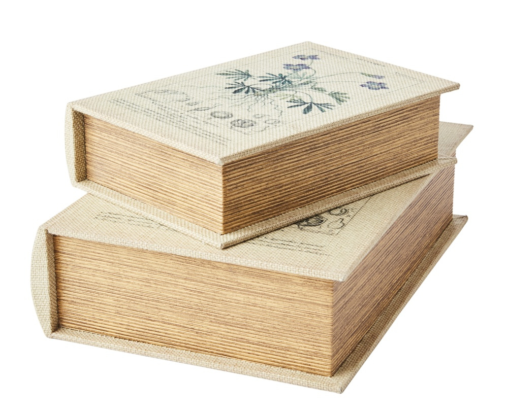Boklåda, Dold Förvaring, BOTANIQUE, LARGE, 27 x 19 x H7 cm, Beige i gruppen Förvaring / Förvaringslådor / Småförvaring hos SmartaSaker.se (40152)