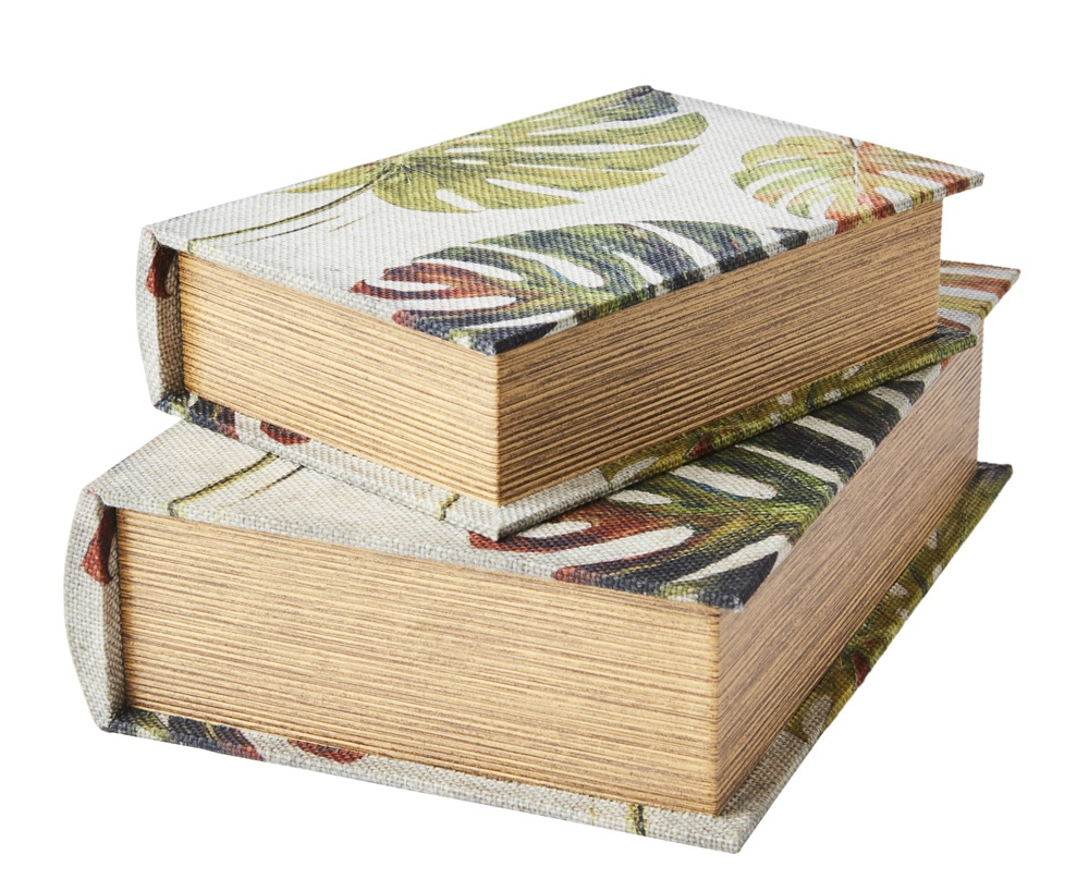 Boklåda, Dold Förvaring, MONSTRERA, LARGE, 27 x 19 x H 7 cm, Grå / Grön i gruppen Förvaring / Förvaringslådor / Småförvaring hos SmartaSaker.se (40159)