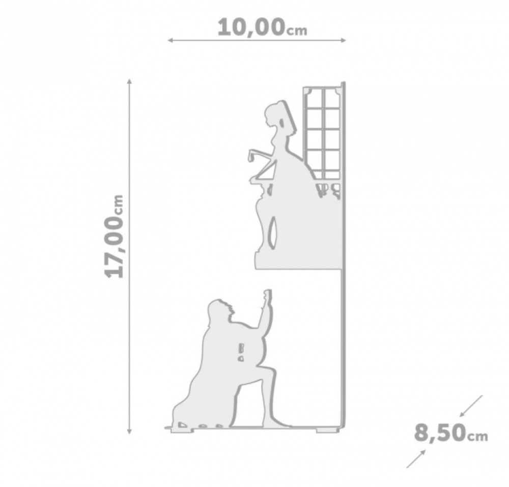 Bokstöd i metall, ROMEO & JULIA, 10 x 8,5 x H 17 cm, Svart i gruppen Förvaring / Barnrumsförvaring hos SmartaSaker.se (40177)