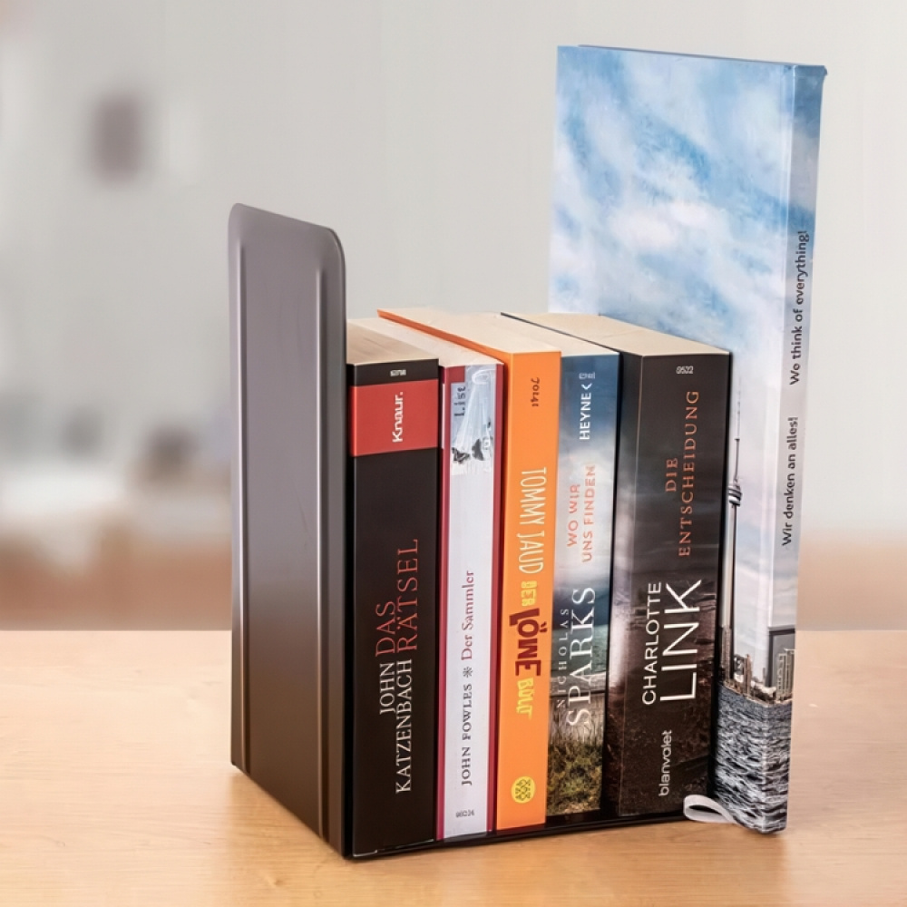 Bokstöd i metall, 2 st, Höga, ALBERT HIGH, 13 x 14 x H 24 cm, Svarta i gruppen Förvaring / Kontorsmaterial hos SmartaSaker.se (40184)