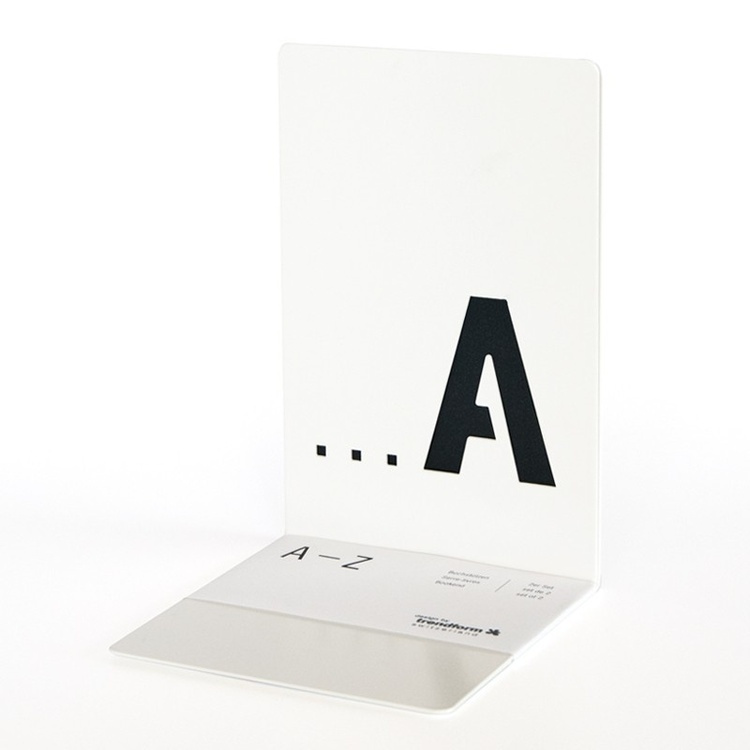 Bokstöd i metall, 2 st, BOOKENDS A - Z, 12 x 12 x H 18 cm, Vita i gruppen Förvaring / Kontorsmaterial hos SmartaSaker.se (40187)