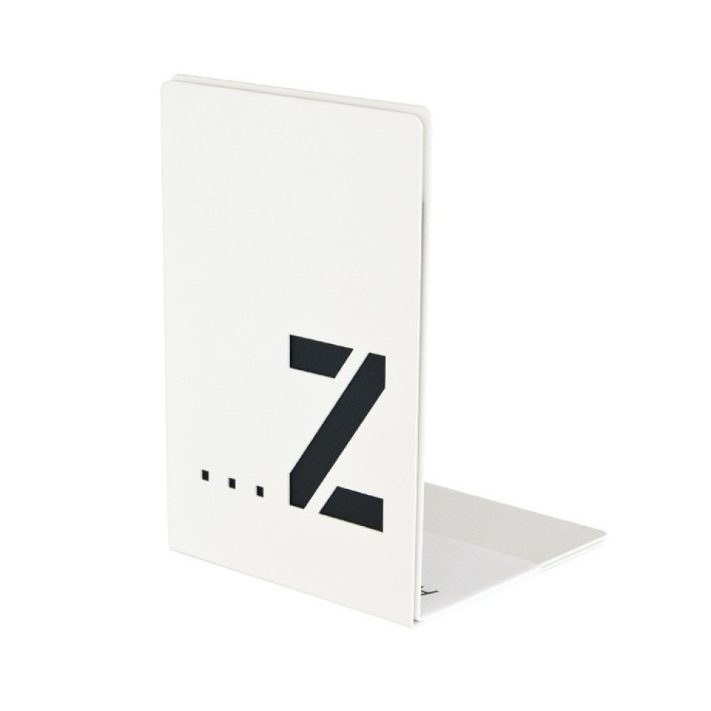 Bokstöd i metall, 2 st, BOOKENDS A - Z, 12 x 12 x H 18 cm, Vita i gruppen Förvaring / Kontorsmaterial hos SmartaSaker.se (40187)