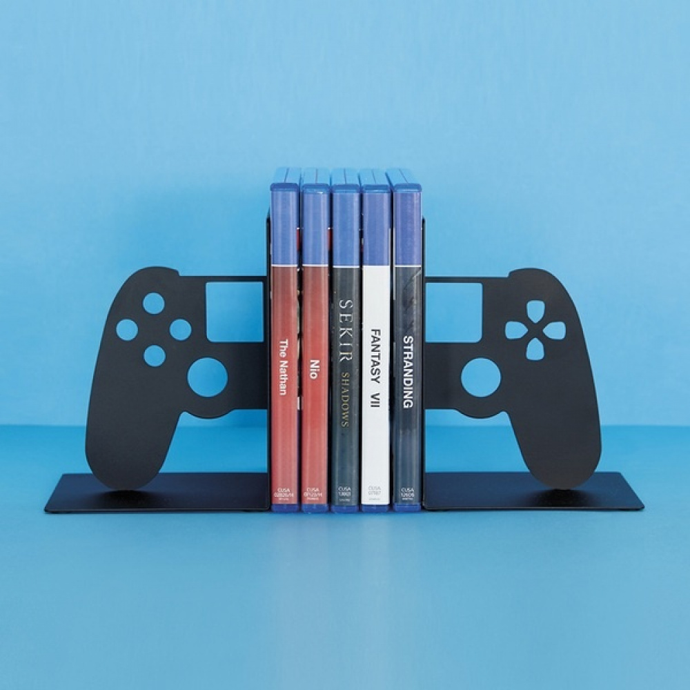 Bokstöd i metall, 2 st, JOYPAD VIDEOGAME HOLDERS, Svarta i gruppen Förvaring / Kontorsmaterial hos SmartaSaker.se (40189)
