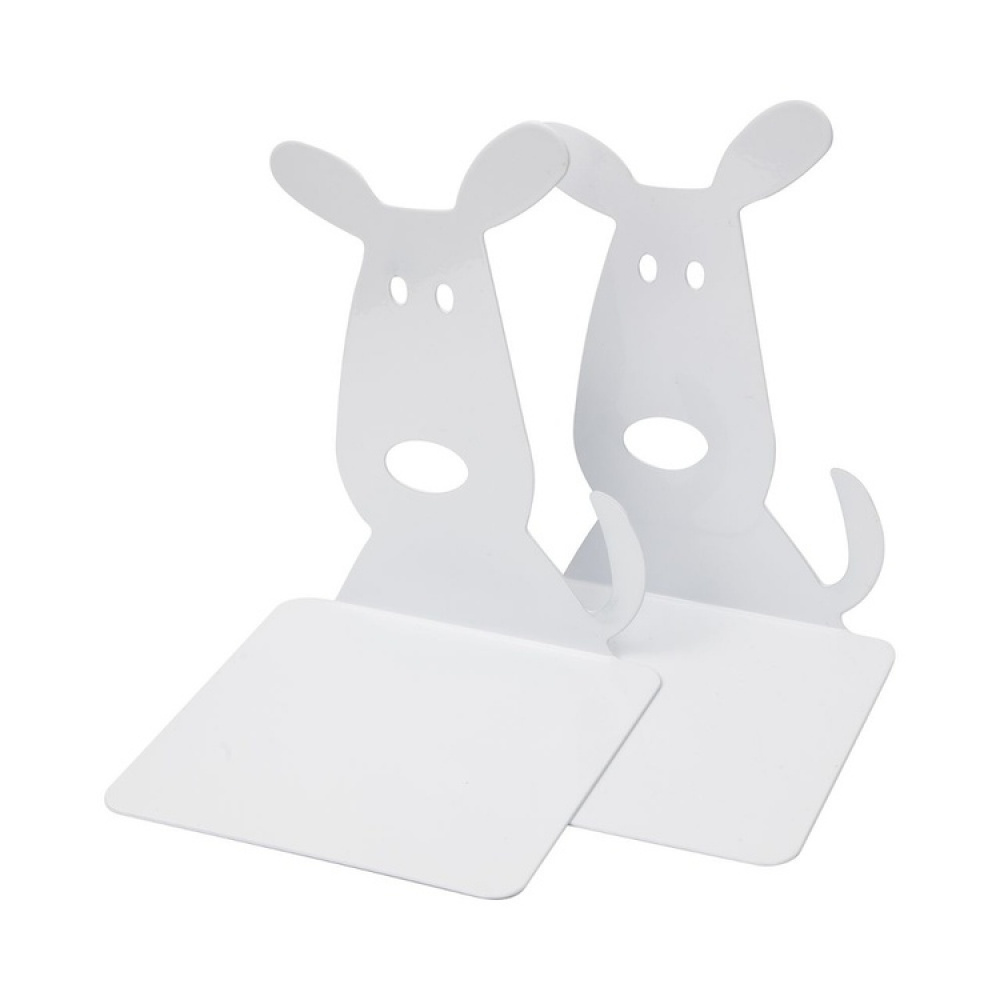 Bokstöd i metall, 2 st, VITA HUNDAR, 12 x 12,5 x H 17 cm, Vita i gruppen Förvaring / Kontorsmaterial hos SmartaSaker.se (40190)