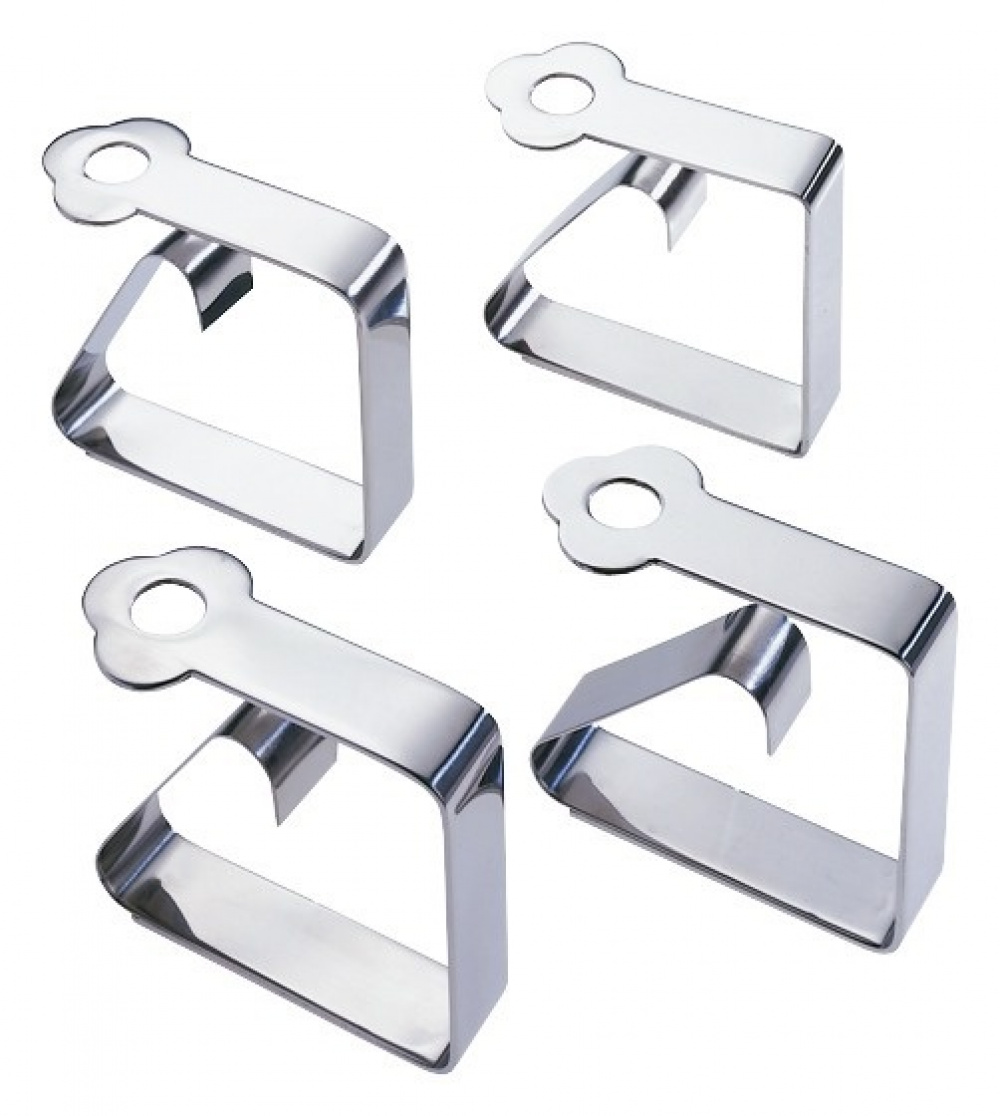 Bordsduksklämmor i Rostfritt stål, 4 st, TABLECLOTH CLIPS, Silver i gruppen Förvaring / Köksförvaring hos SmartaSaker.se (40214)