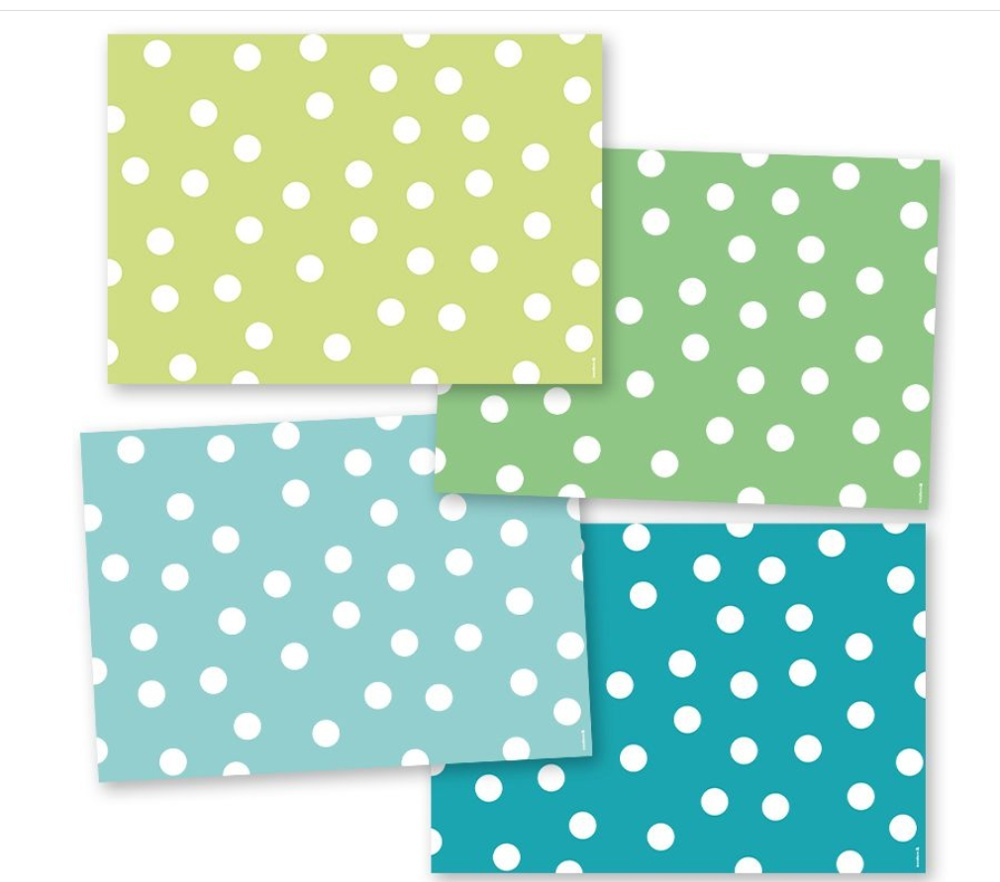 Bordstabletter i papper, 4 varianter x 12 ark, POLKA AQUA, 42 x 30 cm, Mix i gruppen Förvaring / Köksförvaring hos SmartaSaker.se (40215)