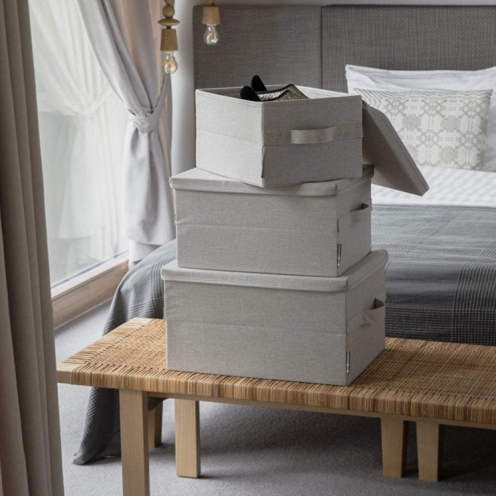 Box i tyg med lock, BIGSO LARGE SOFT STORAGE, 45 x 34 x H 25 cm, Beige i gruppen Förvaring / Förvaringslådor / BigSo förvaringslådor hos SmartaSaker.se (40220)