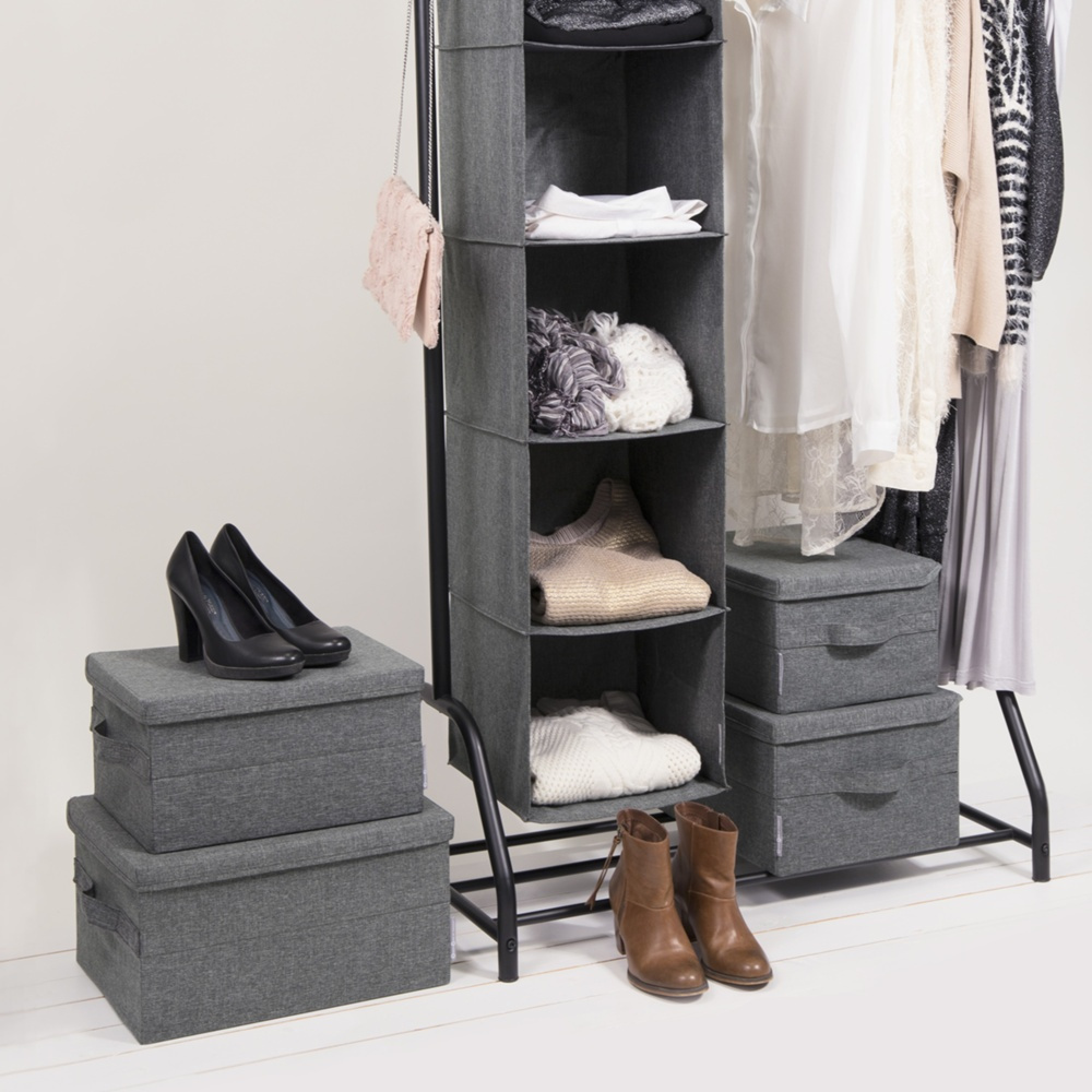 Box i tyg med lock, BIGSO LARGE SOFT STORAGE, 45 x 34 x H25 cm, Grå i gruppen Förvaring / Förvaringslådor hos SmartaSaker.se (40221)