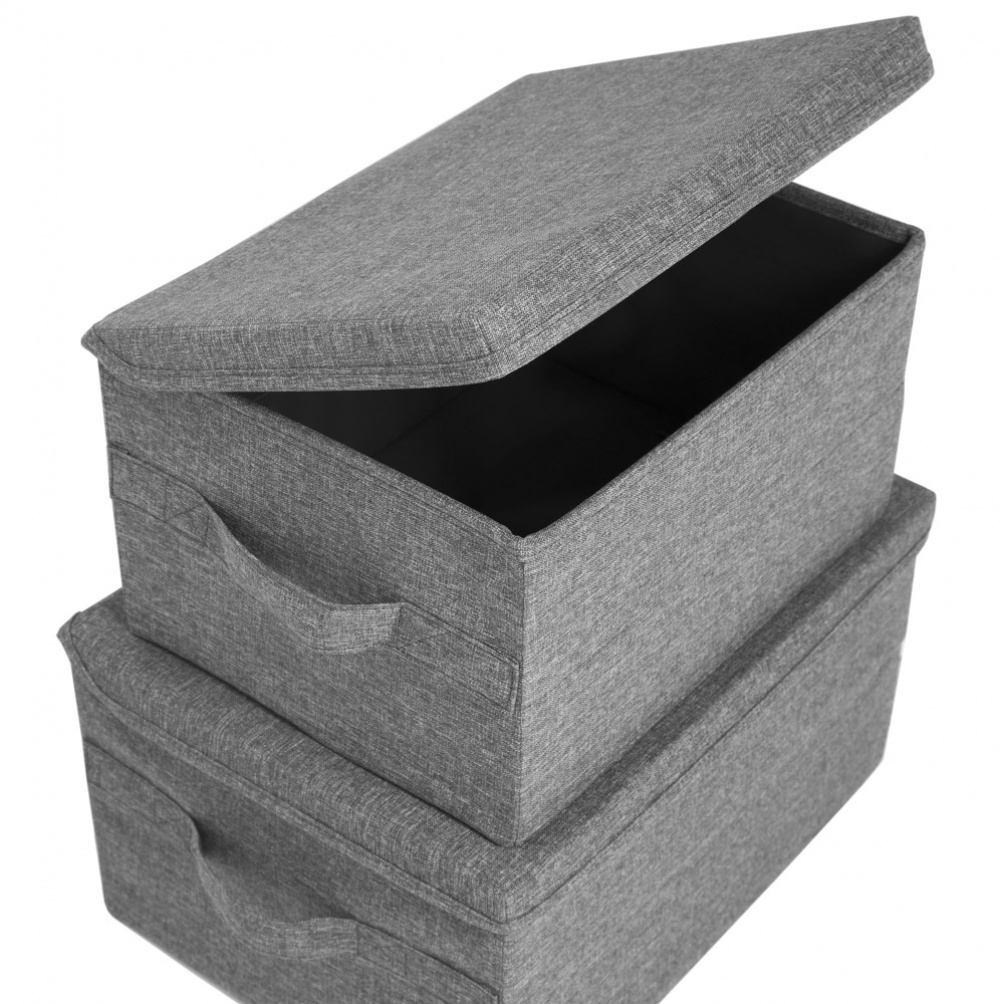 Box i tyg med lock, BIGSO LARGE SOFT STORAGE, 45 x 34 x H25 cm, Grå i gruppen Förvaring / Förvaringslådor hos SmartaSaker.se (40221)