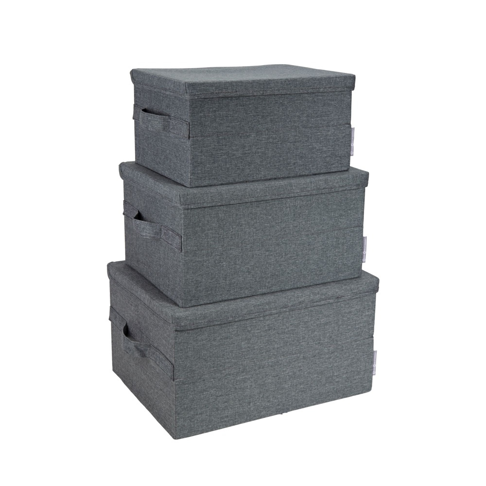 Box i tyg med lock, BIGSO LARGE SOFT STORAGE, 45 x 34 x H25 cm, Grå i gruppen Förvaring / Förvaringslådor hos SmartaSaker.se (40221)