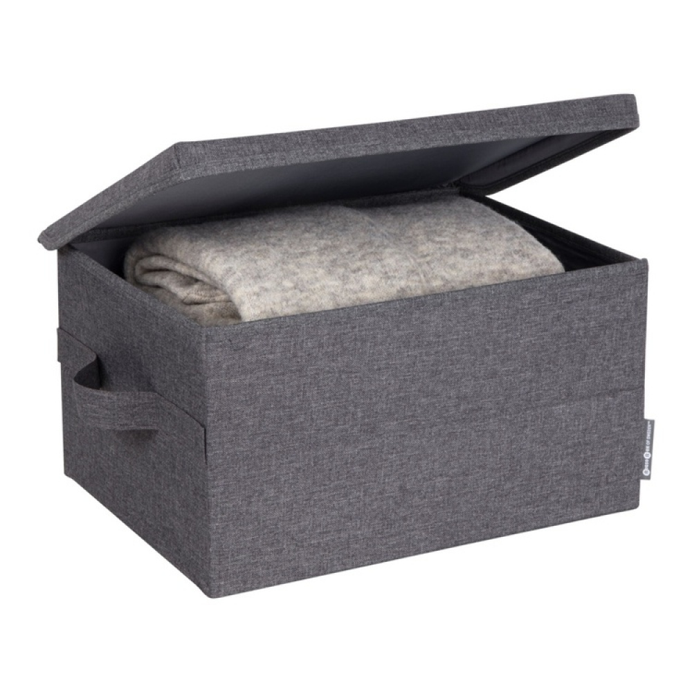 Box i tyg med lock, BIGSO MEDIUM SOFT STORAGE 40 x 30 x H 22 cm, Grå i gruppen Förvaring / Förvaringslådor / BigSo förvaringslådor hos SmartaSaker.se (40222)